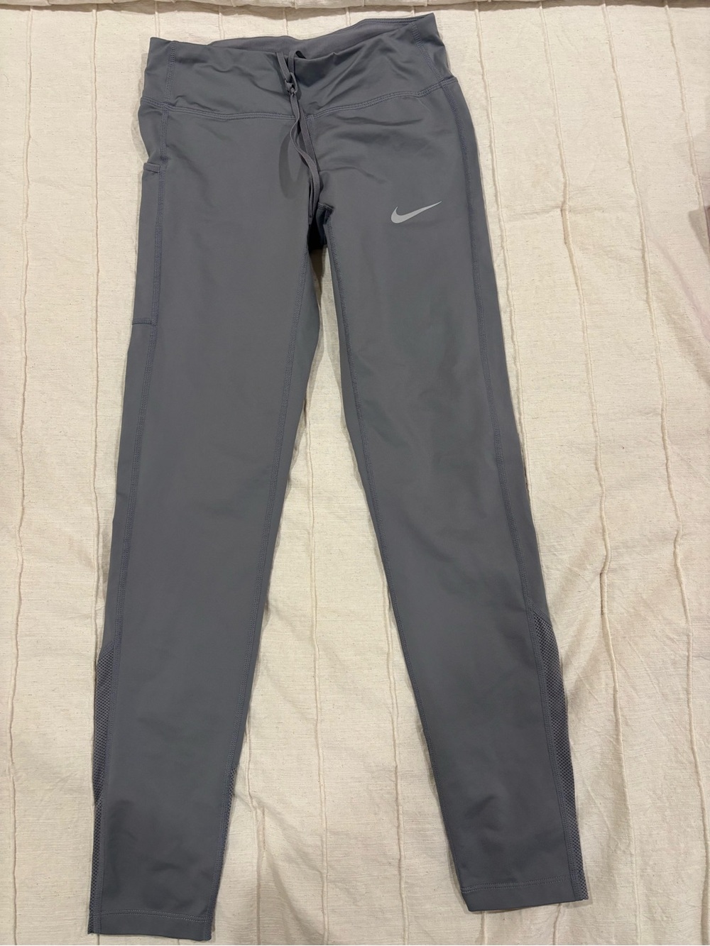 Nike Gray Athletic Leggings with Swoosh Detail